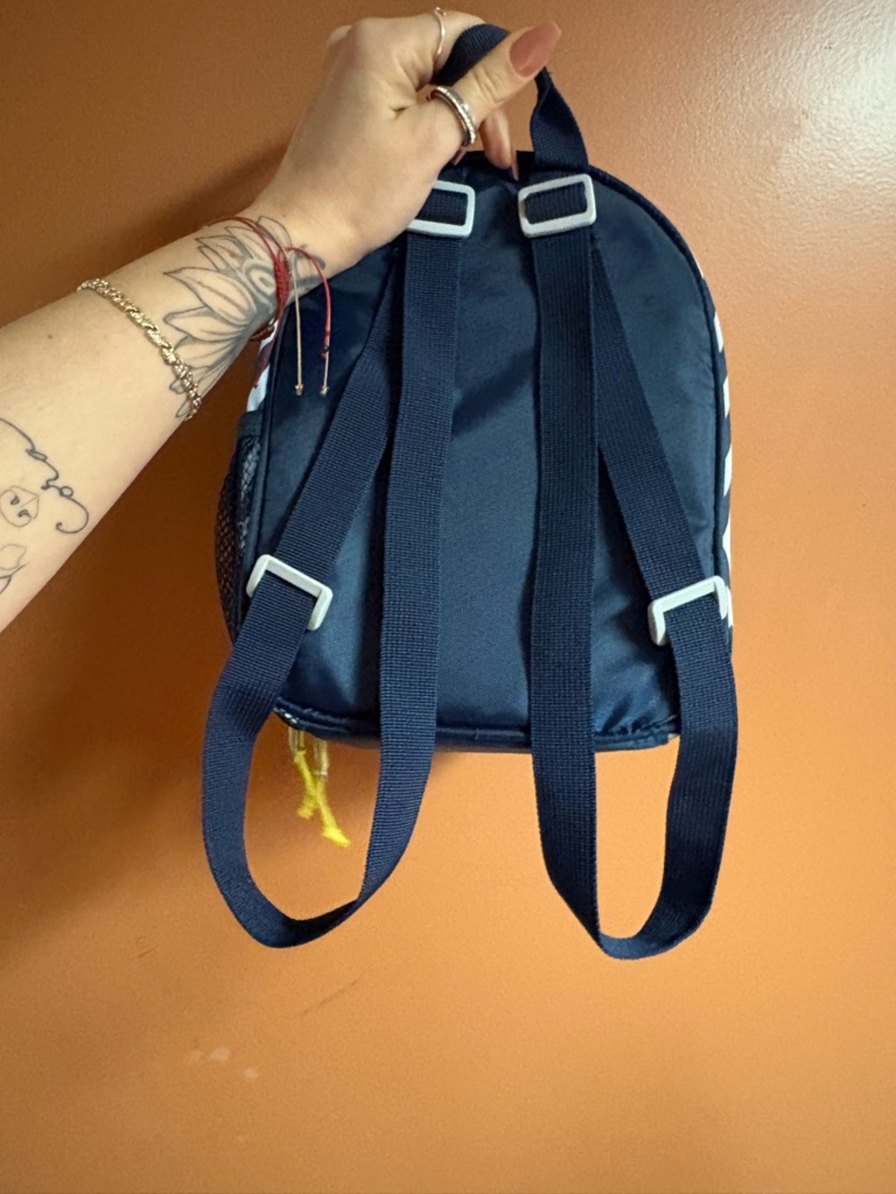Igloo Navy and White Striped insulated Backpack with Neon Yellow Accents - Picture 3 of 6